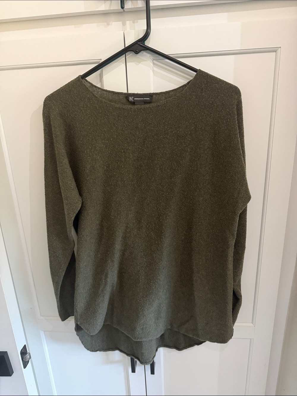 INC International Concepts Olive Boatneck Pullover Sweater
